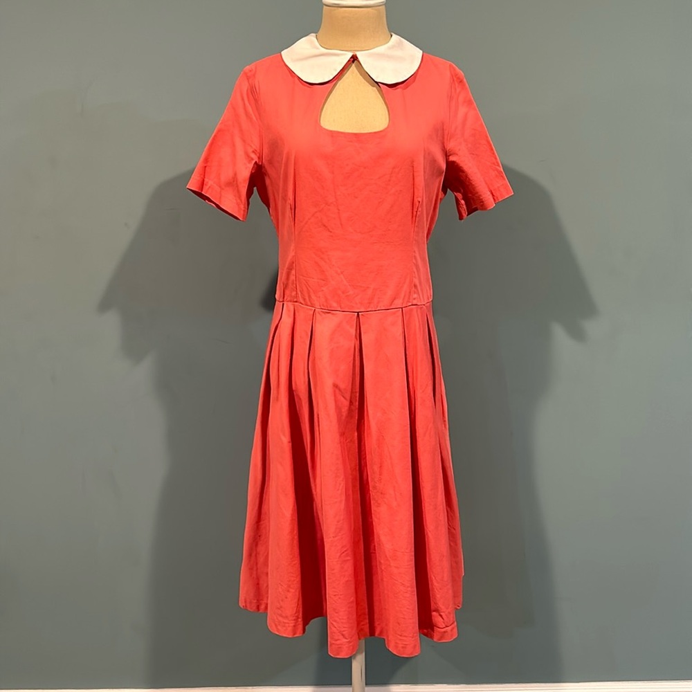 Lindy Bop Tuesday 1950s Soda Shop Retro Dress size Large Coral White
